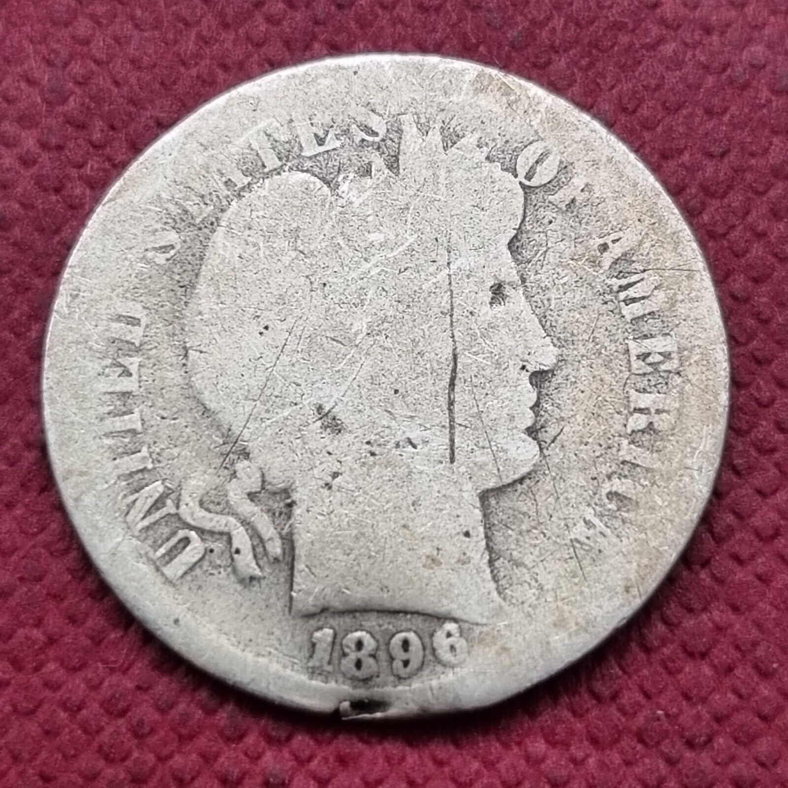 1896 S Barber Dime 10c Circulated Damaged #50973